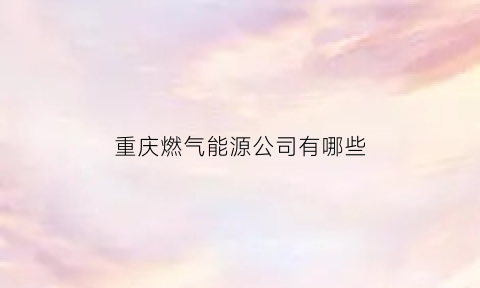 重庆燃气能源公司有哪些