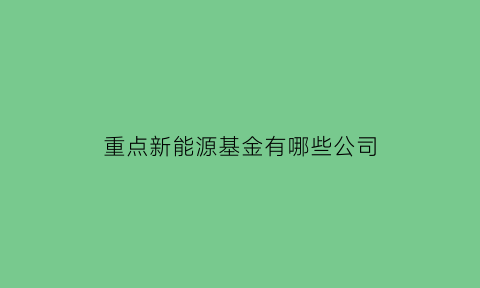 重点新能源基金有哪些公司