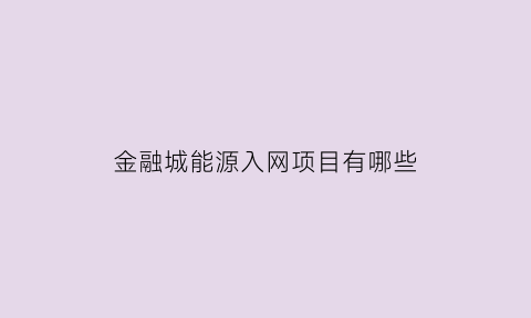 金融城能源入网项目有哪些