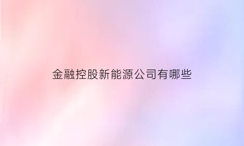 金融控股新能源公司有哪些