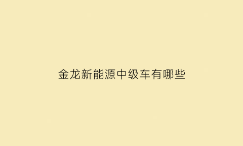 金龙新能源中级车有哪些