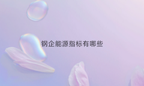 钢企能源指标有哪些