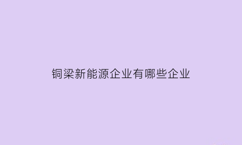 铜梁新能源企业有哪些企业