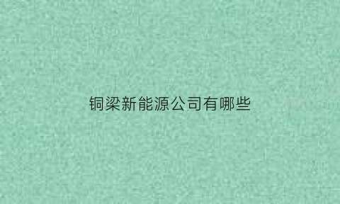 铜梁新能源公司有哪些