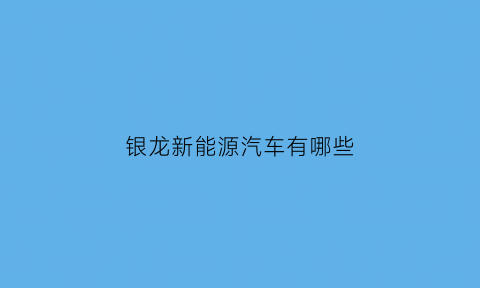 银龙新能源汽车有哪些