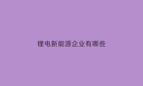 锂电新能源企业有哪些