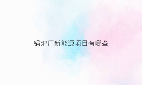 锅炉厂新能源项目有哪些(新能源锅炉房)