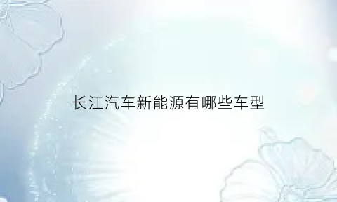 长江汽车新能源有哪些车型(长江汽车新能源汽车价格表)