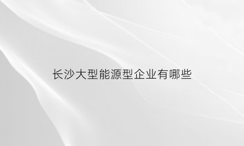 长沙大型能源型企业有哪些