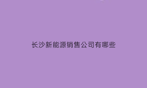 长沙新能源销售公司有哪些