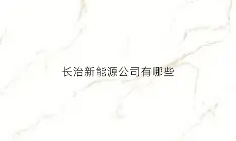 长治新能源公司有哪些