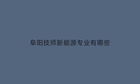 阜阳技师新能源专业有哪些