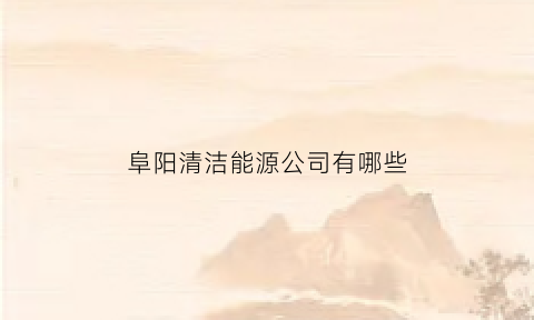 阜阳清洁能源公司有哪些