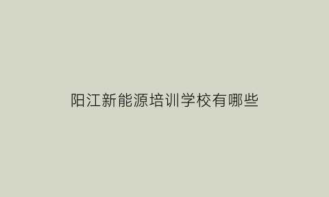 阳江新能源培训学校有哪些