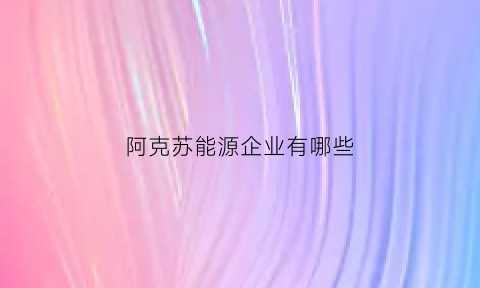 阿克苏能源企业有哪些