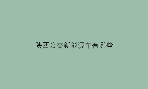 陕西公交新能源车有哪些