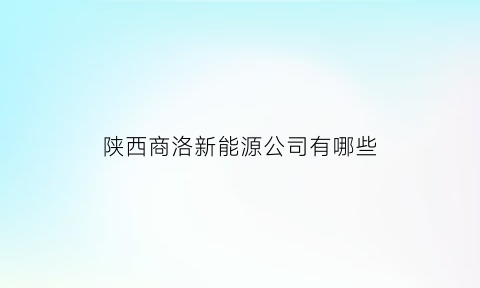 陕西商洛新能源公司有哪些