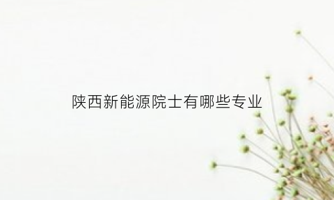 陕西新能源院士有哪些专业