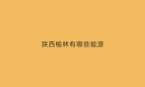 陕西榆林有哪些能源