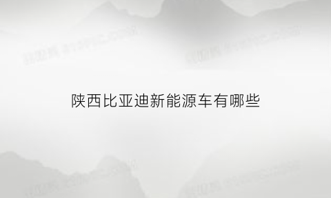 陕西比亚迪新能源车有哪些