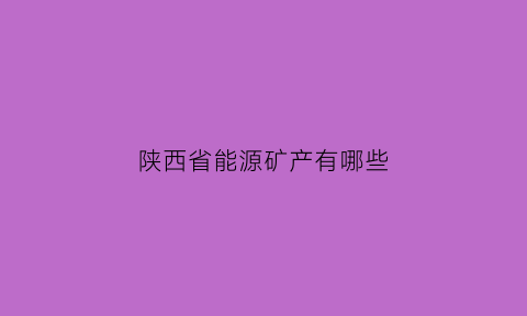 陕西省能源矿产有哪些(陕西能源煤矿)