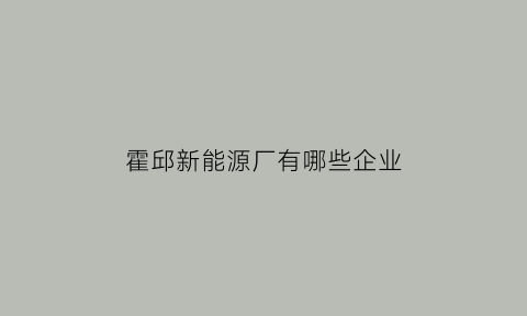 霍邱新能源厂有哪些企业