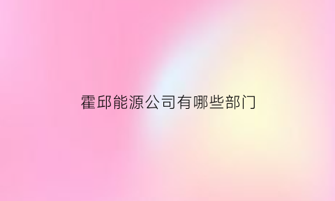 霍邱能源公司有哪些部门