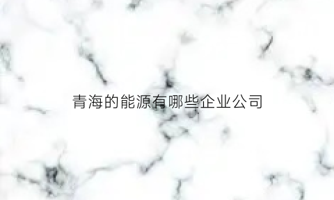 青海的能源有哪些企业公司