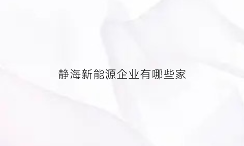 静海新能源企业有哪些家