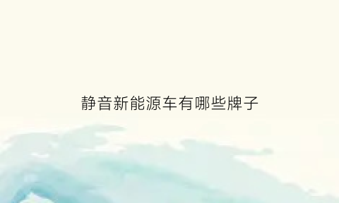 静音新能源车有哪些牌子(静音的车有哪些)