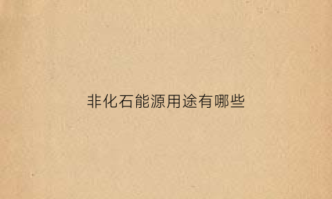 非化石能源用途有哪些