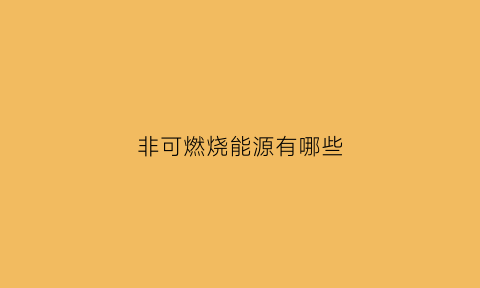 非可燃烧能源有哪些