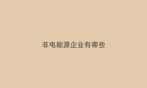 非电能源企业有哪些