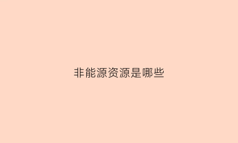 非能源资源是哪些