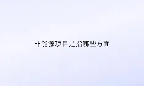 非能源项目是指哪些方面