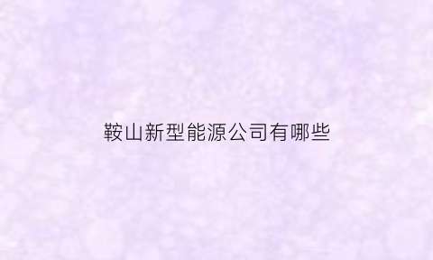 鞍山新型能源公司有哪些