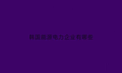 韩国能源电力企业有哪些(韩国七大能源公司)