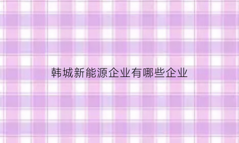 韩城新能源企业有哪些企业(韩城能源发展投资有限责任公司)