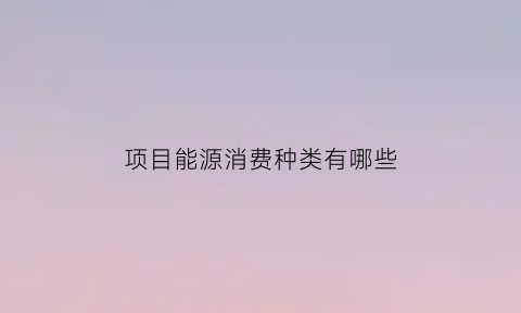 项目能源消费种类有哪些