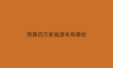 预算四万新能源车有哪些