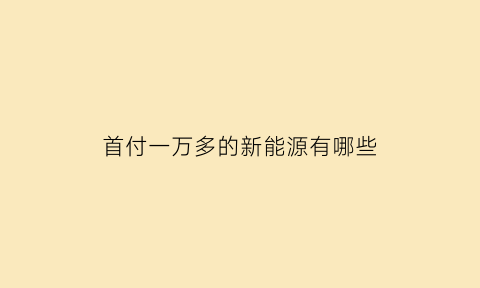 首付一万多的新能源有哪些