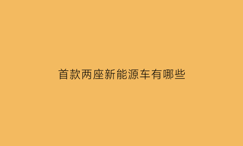 首款两座新能源车有哪些