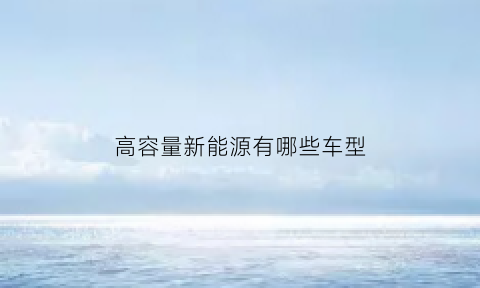 高容量新能源有哪些车型