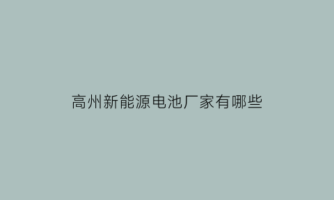 高州新能源电池厂家有哪些(高州所有电子厂的地址)