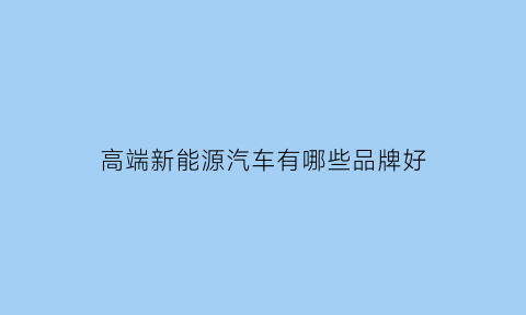 高端新能源汽车有哪些品牌好