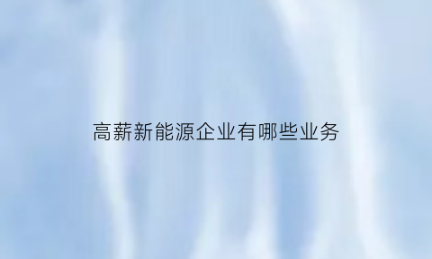 高薪新能源企业有哪些业务