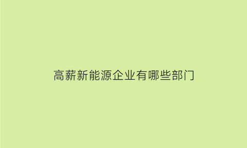 高薪新能源企业有哪些部门