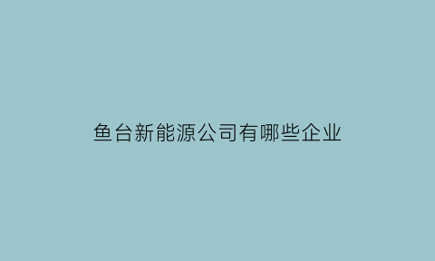 鱼台新能源公司有哪些企业