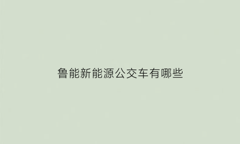 鲁能新能源公交车有哪些