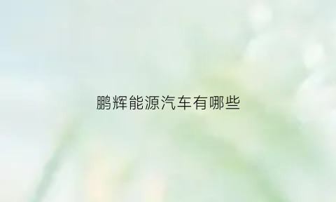 鹏辉能源汽车有哪些